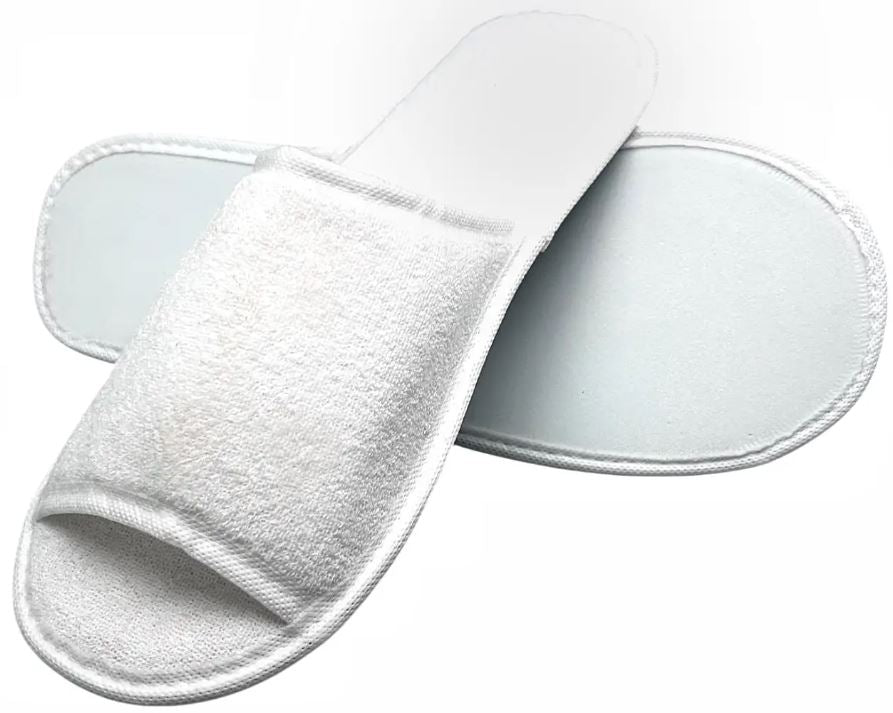 Hotel- & Spa-Slipper aus Frottee, offen, weiß, EVA-Sohle, Länge 29 cm