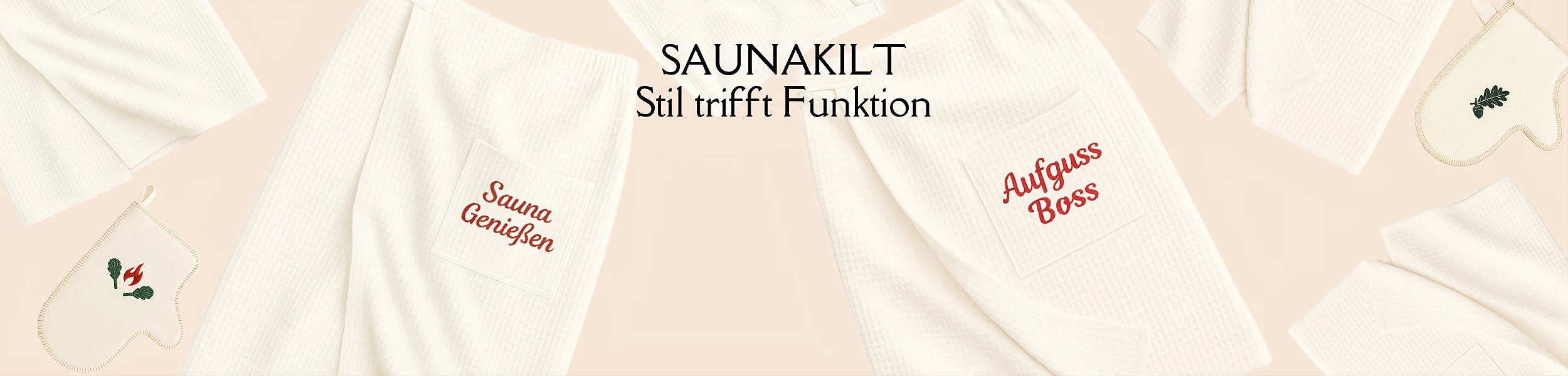Saunakilt mit Stickerei – Sauna Genießen und Aufguss Boss, stilvoll und funktional